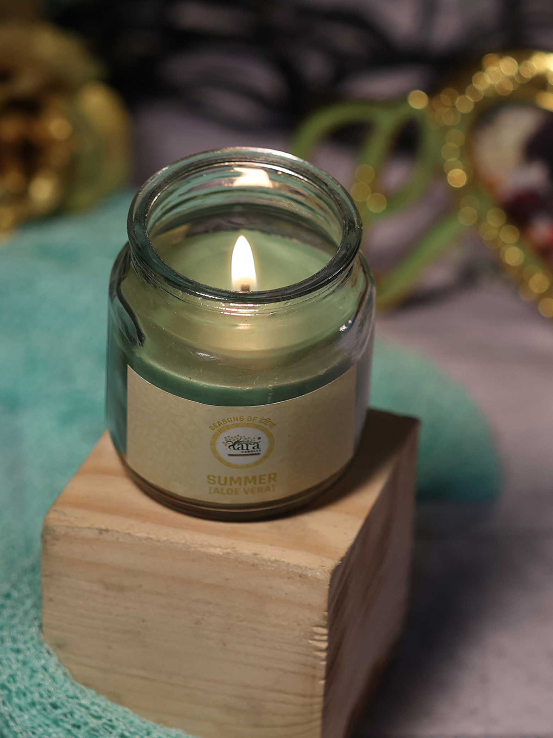 Tara Enlightening World Aloevera Irish Glass Container Scented Solid Jar Candles