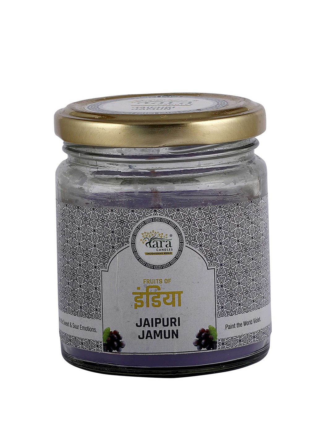 Tara Enlightening World Jaipuri Jamun Glass container Screw lid Ethnic Motifs Jar Candles