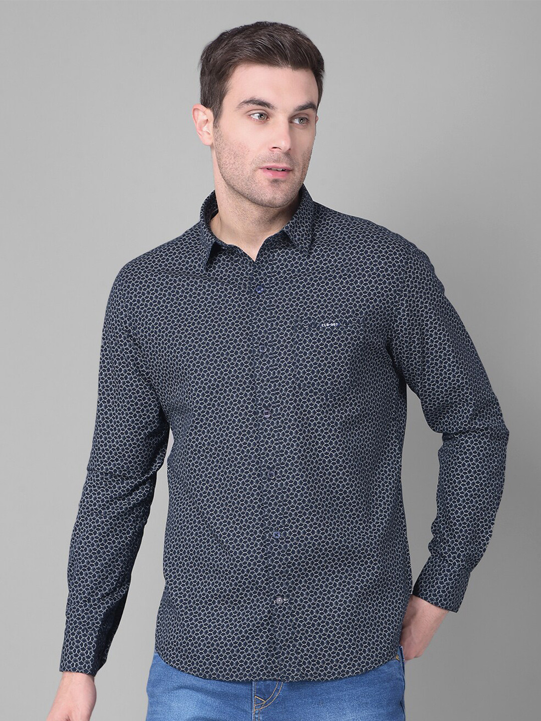 Canary London Smart Slim Fit Micro Ditsy Printed Cotton Casual Shirt