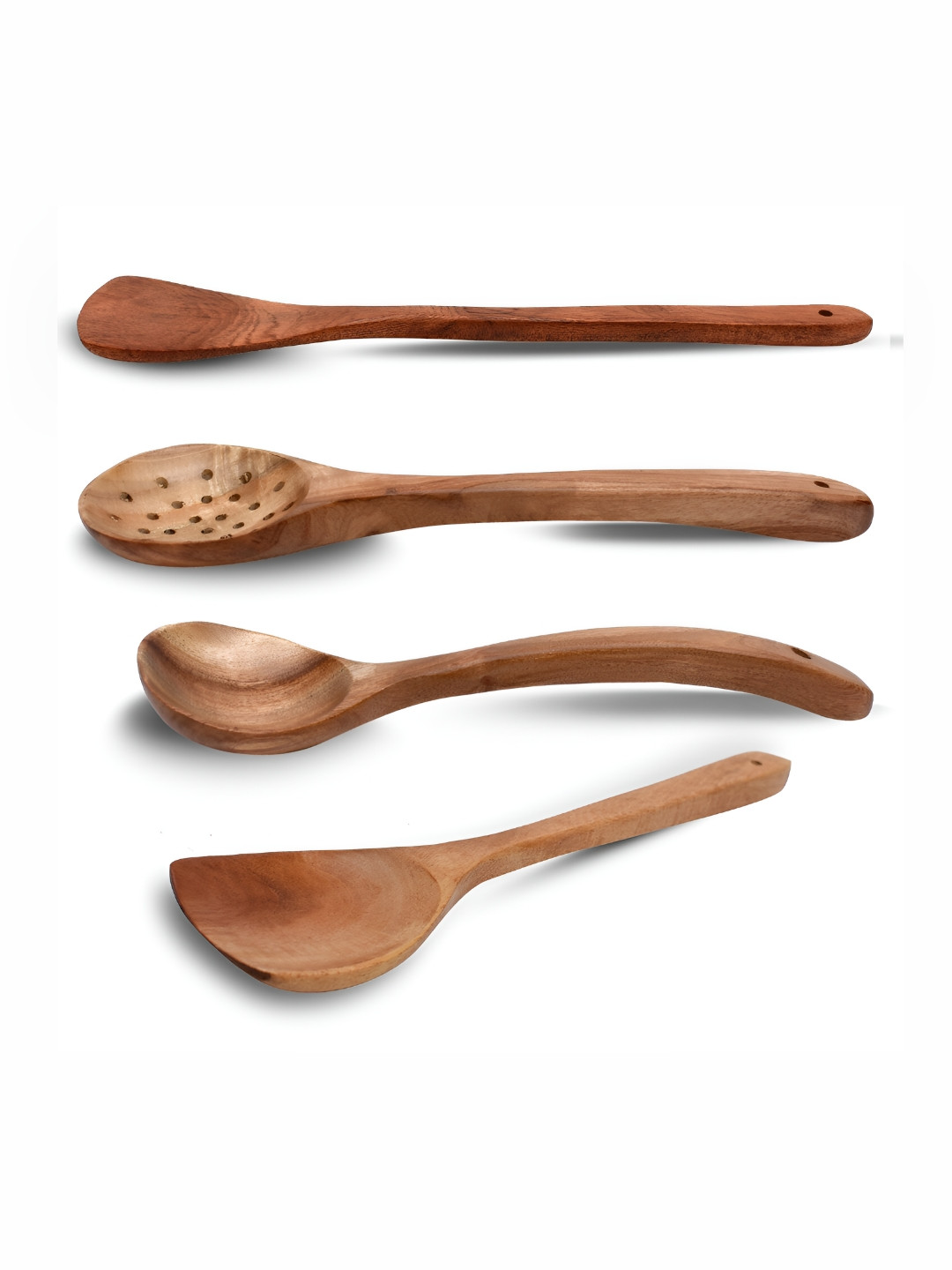 natureCRAFTS Brown 4 Pieces Wooden Spatulas
