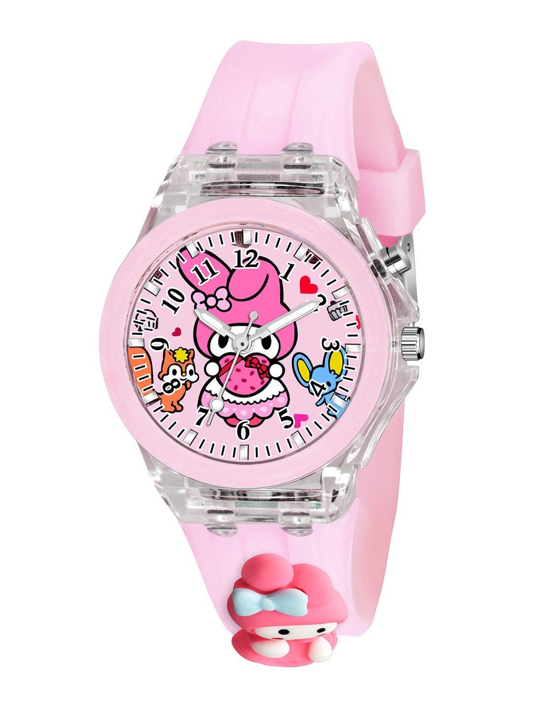 WANTON Kids Patterned Dial Analogue Multi Function Watch KD-01 PINK TEDDY