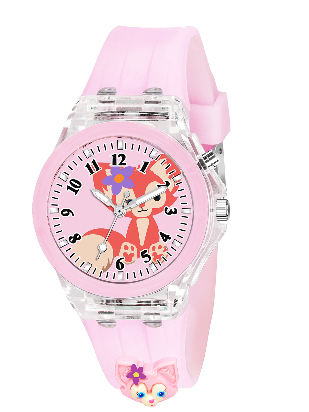 WANTON Kids Patterned Dial & Embellished Straps Analogue Watch KD-01 PINK FOX
