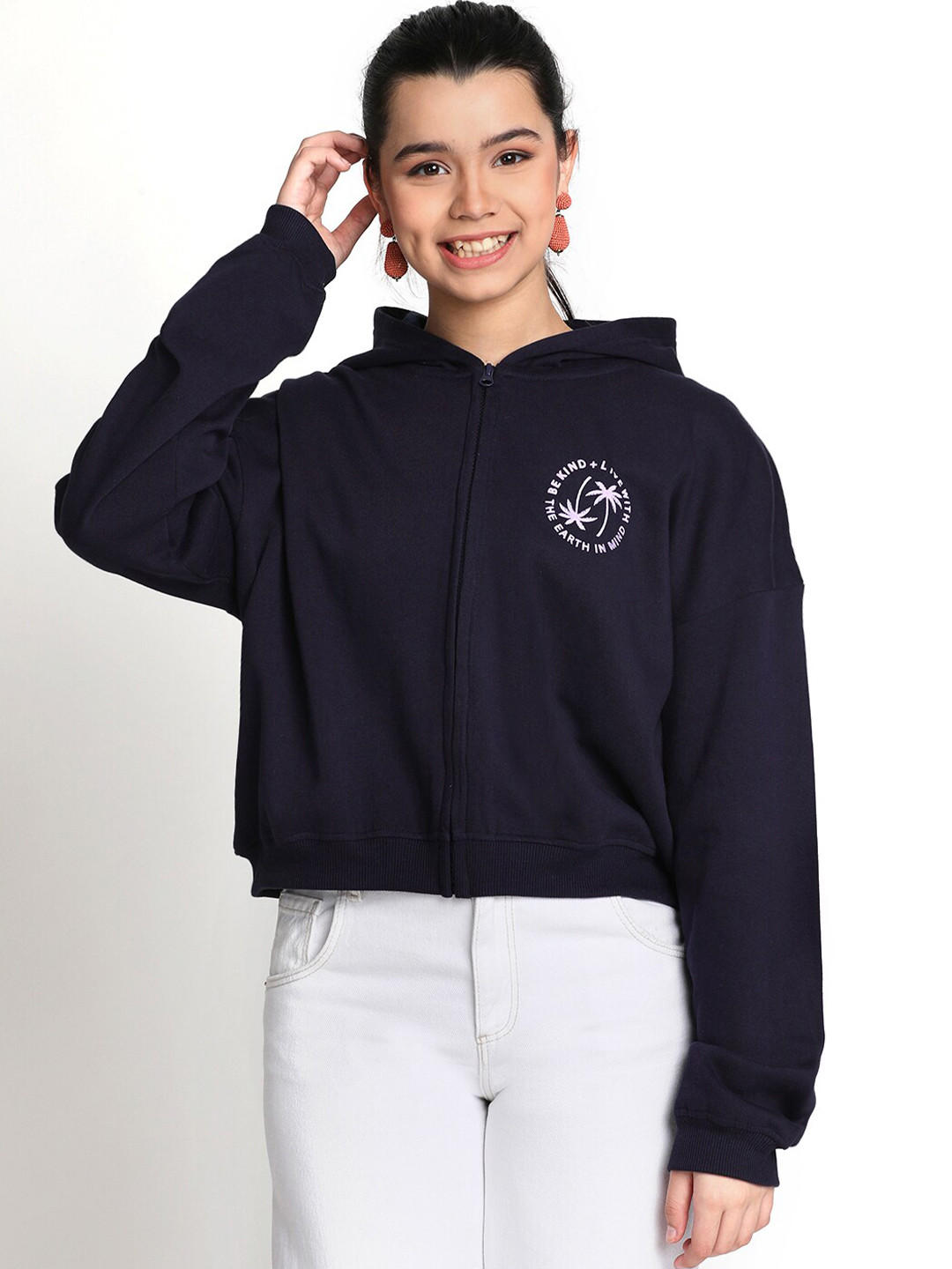 Lil Tomatoes Girls Hooded Fleece Front-Open Sweatshirt