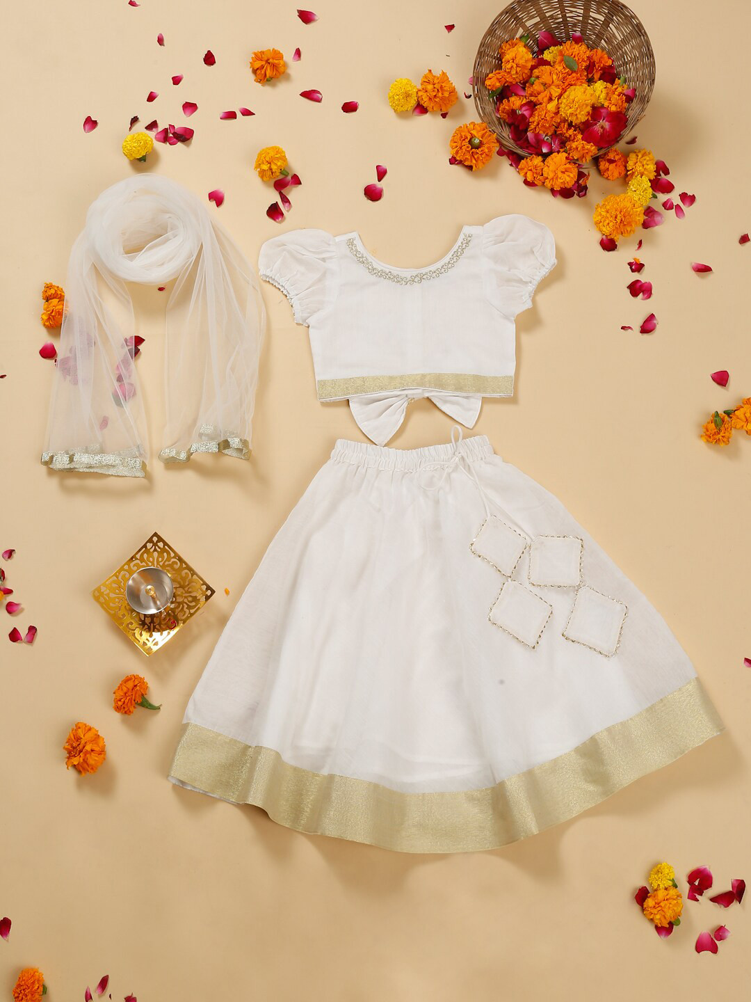 SAKA DESIGNS Girls Embroidered Ready to Wear Lehenga & Blouse With Dupatta