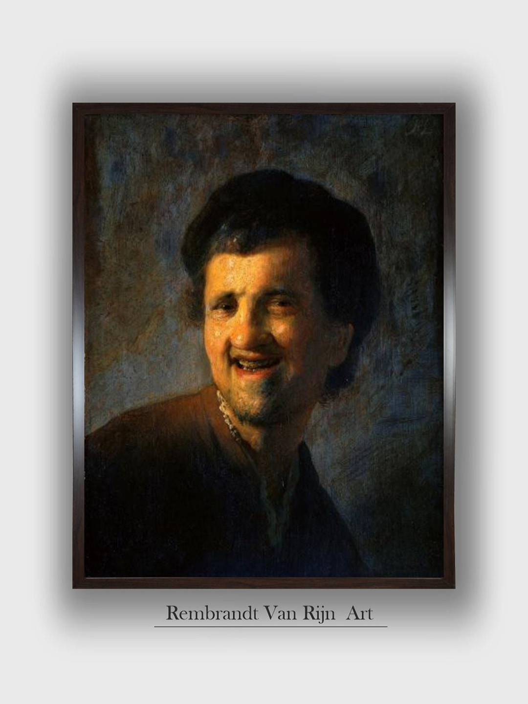 The Art House Black and Brown Portrait of a Laughing Young Man by Rembrandt Van Rijn