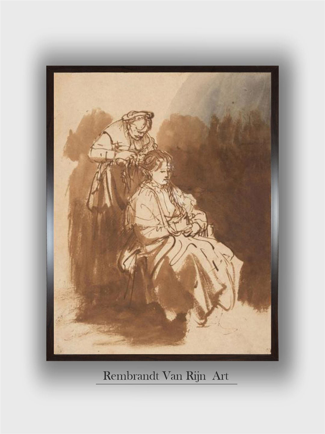 The Art House Brown and Beige Rembrandt Van Rijn Canvas Wall Art Painting
