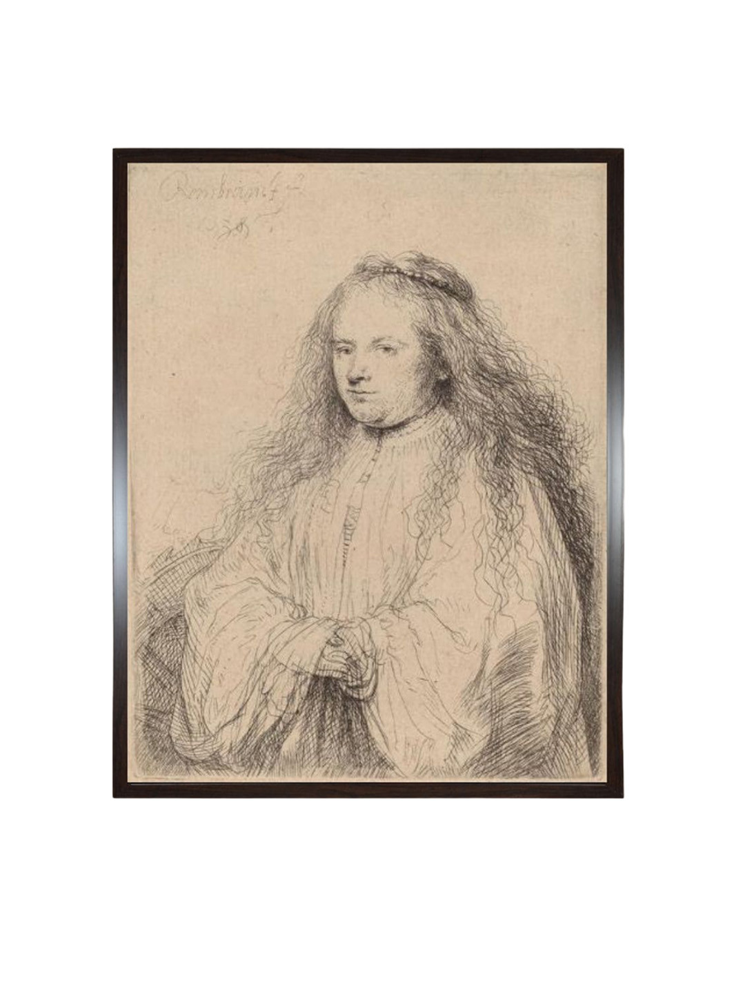 The Art House Black and Beige Rembrandt Van Rijn Wooden Wall Art Painting