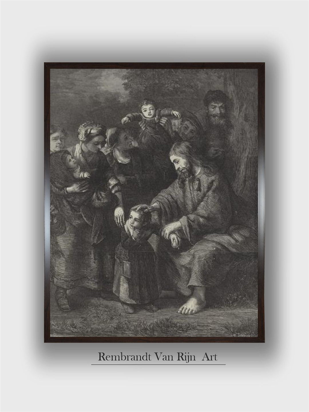 The Art House Christ Blessing Little Children Wood Rectangle Paintings Wall Art -18 x24 In