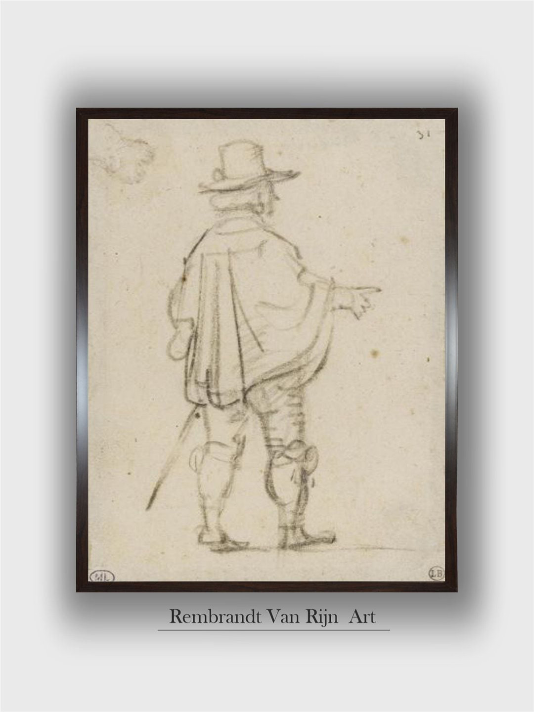 The Art House Black and Beige Rembrandt Van Rijn Wall Art Painting