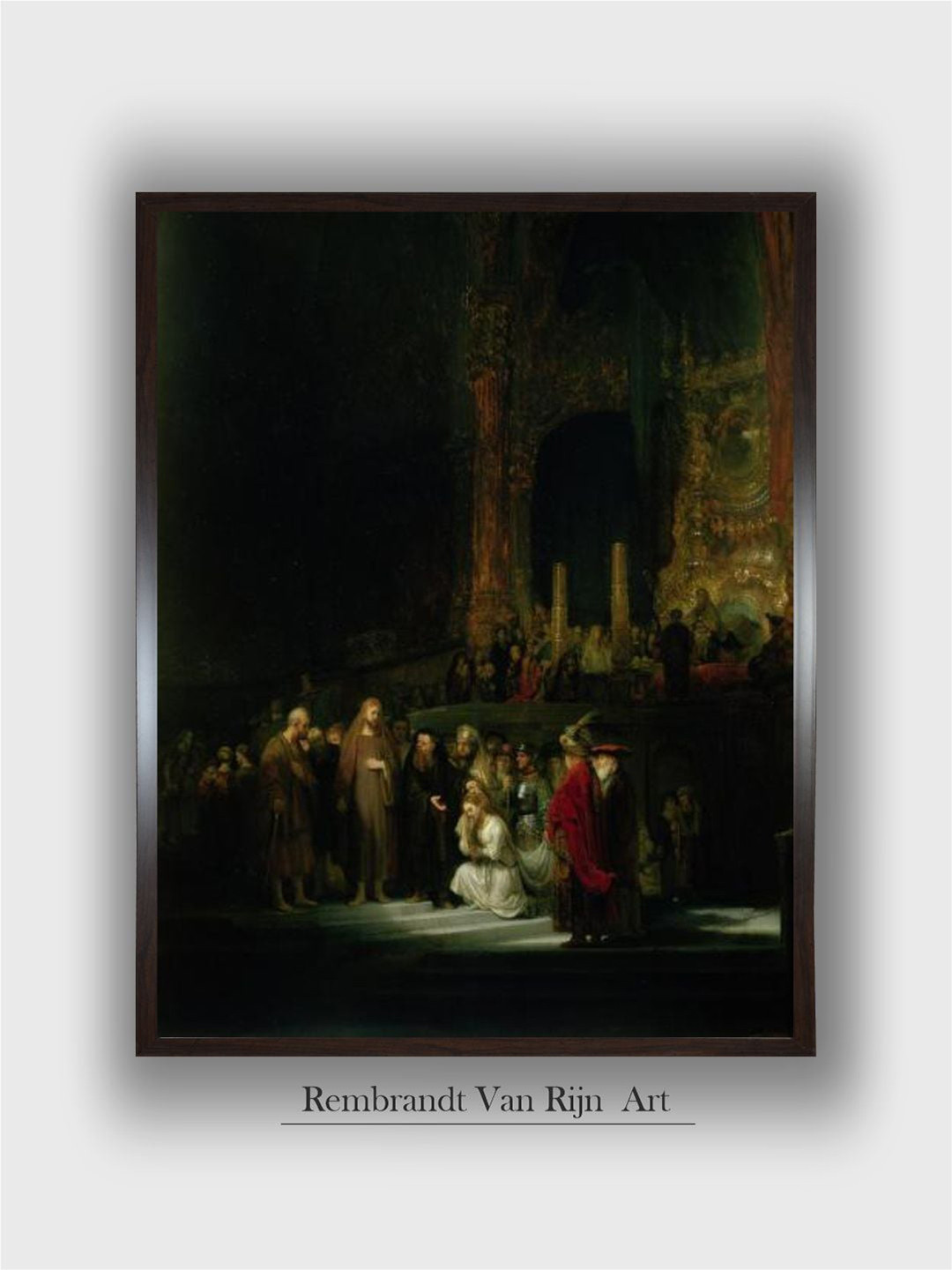 The Art House Black The Woman Taken in Adultery, 1644 Wooden Wall Art Painting