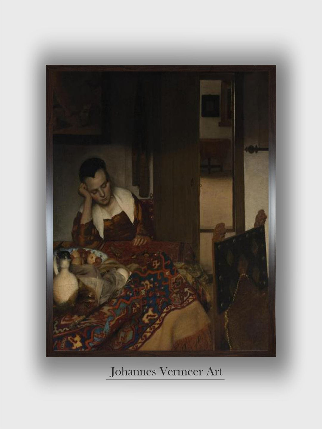 The Art House Black Girl Asleep at a Table Wood Painting Wall Art