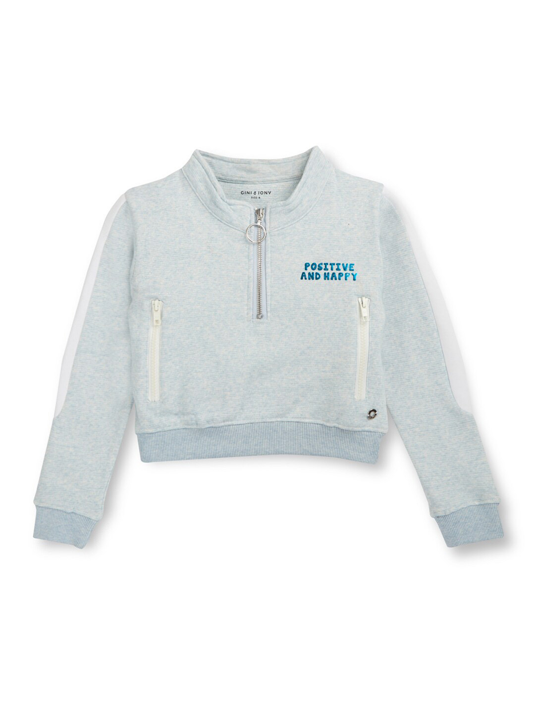 Gini and Jony Girls Mock Collar Fleece Crop Pullover Sweatshirt