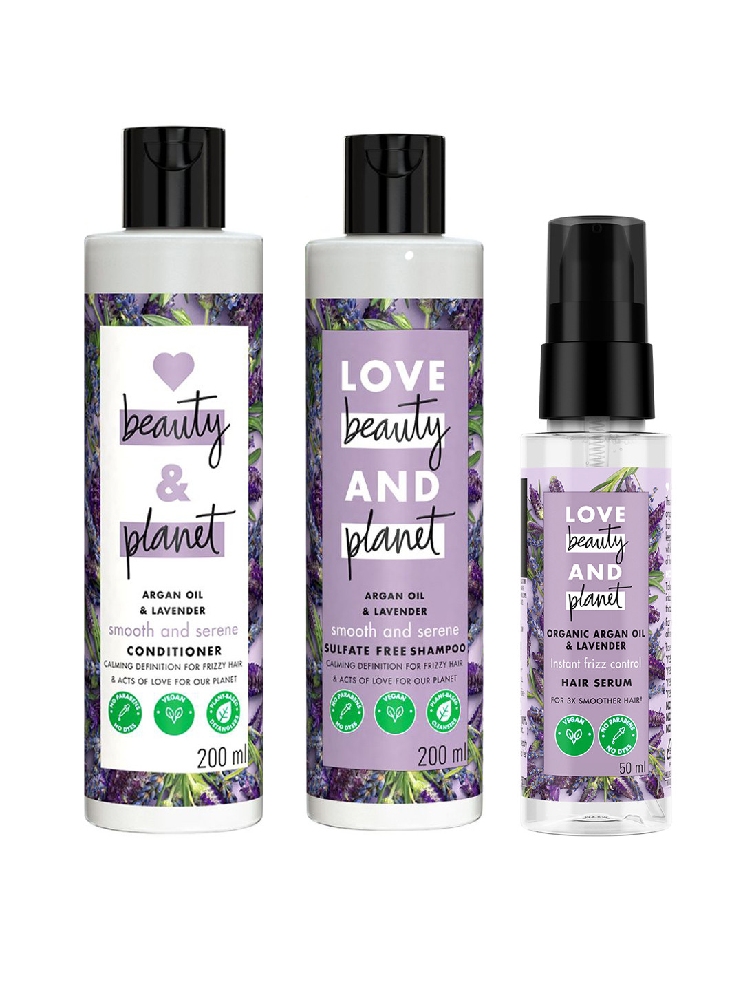 Love Beauty & Planet Set of Argan Oil & Lavender Shampoo+Conditioner+Hair Serum
