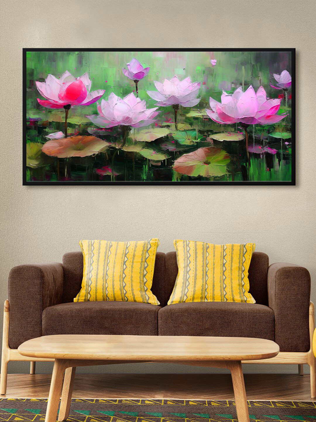 999Store Lotus Canvas Wall Rectangle Paintings Wall Art - 48x24In