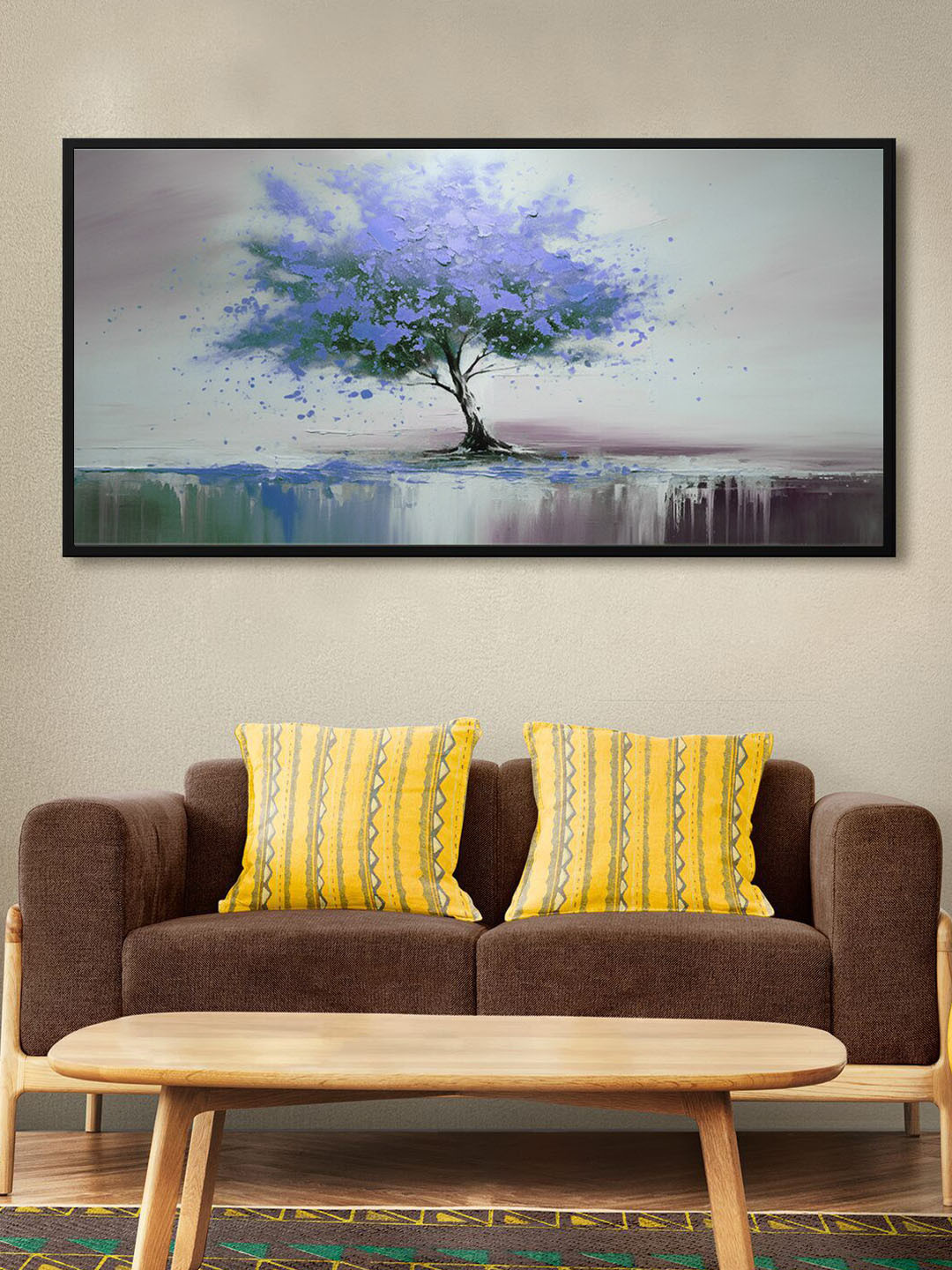 999Store Blue & Grey Tree Oil Modern Art Canvas Wall Painting