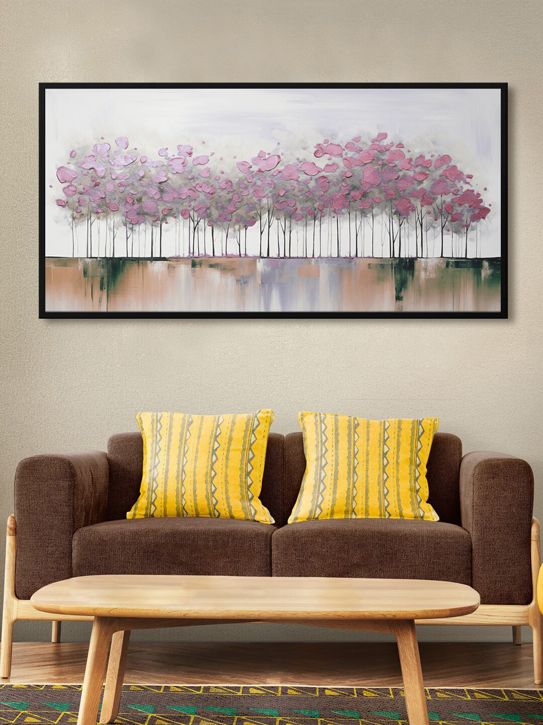 999Store Grey & Pink Canvas Floral & Botanical Wall Art Painting