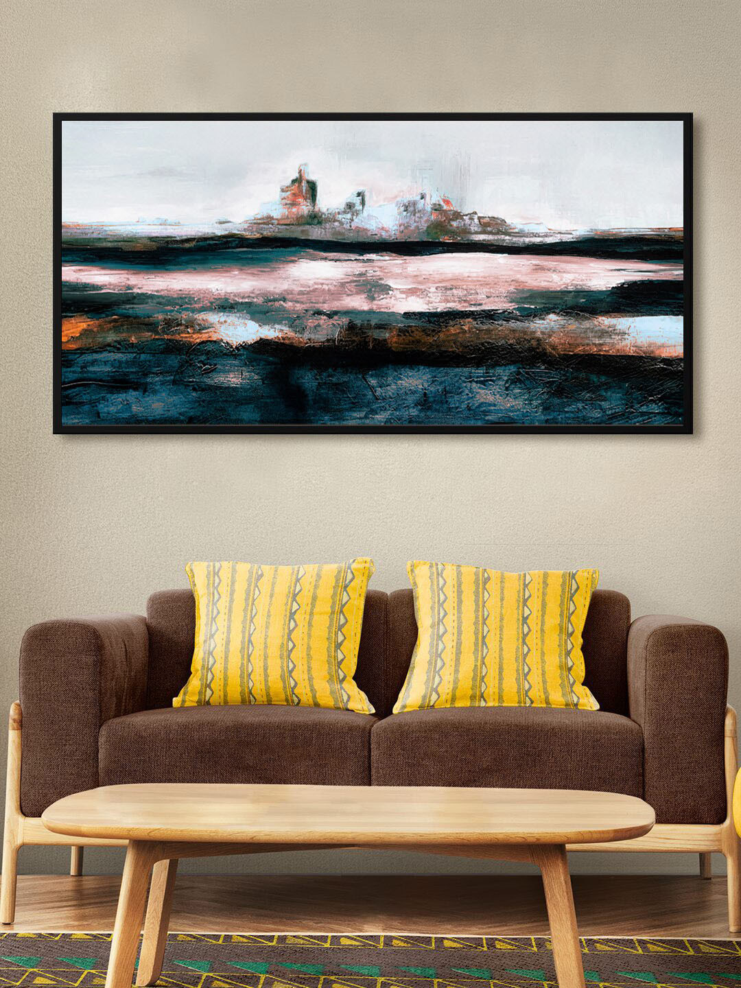 999Store White & Blue Abstract Modern Art Canvas Wall Painting