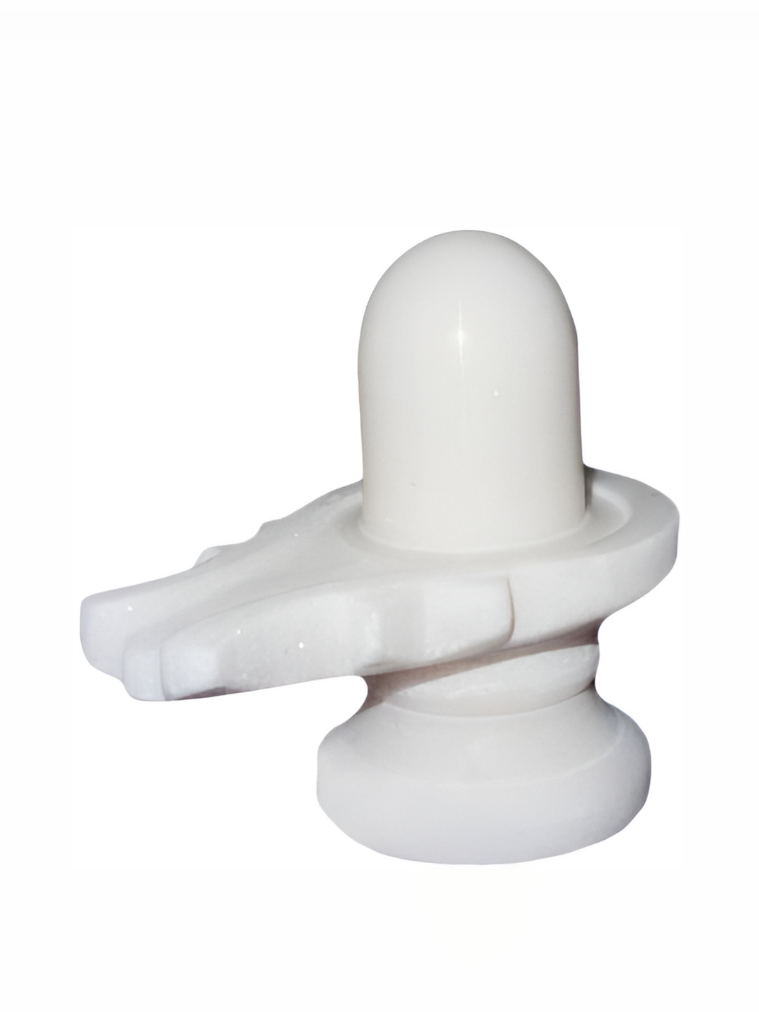 Navyaksh Shiv Ling White Marble Glossy Prayer Room Small Showpiece - 3.1 Inches