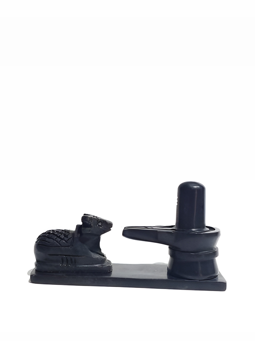 Navyaksh Shivling and Nandi Ji Black Marble Glossy Prayer Room Small Showpiece - 3.1 Inches
