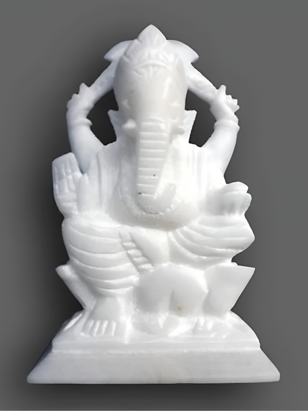 Navyaksh Ganesh Ji White Marble Glossy Prayer Room Small Showpiece - 4.3 Inches