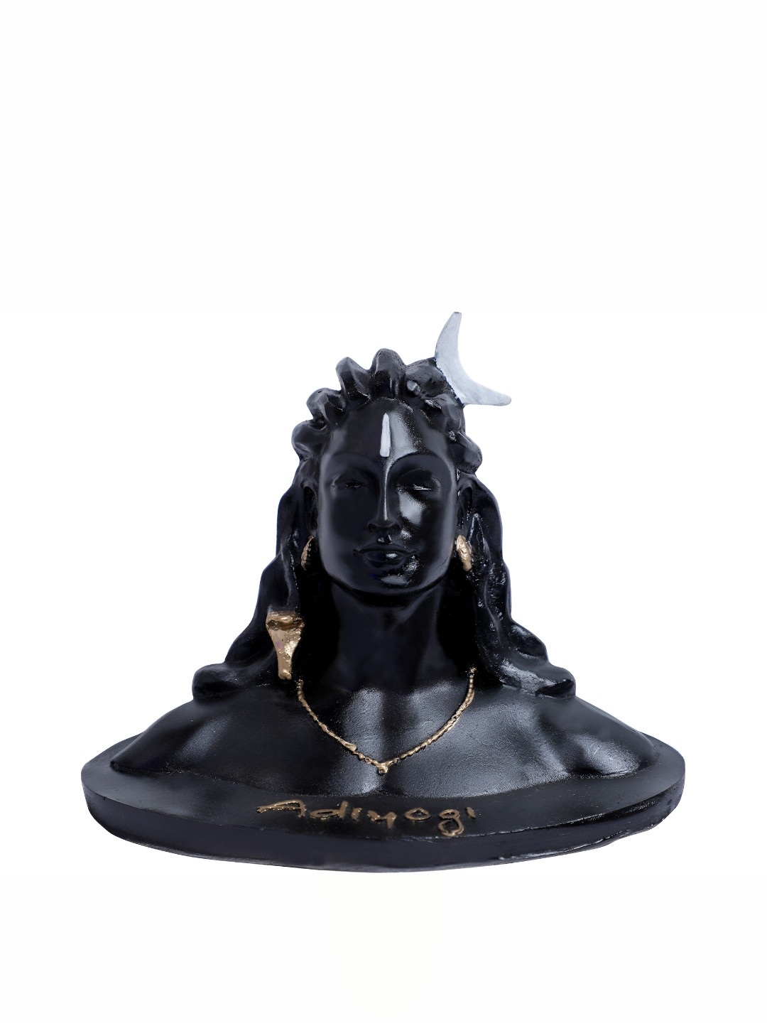 Navyaksh Shivling and Nandi Ji Black Polyresin Glossy Prayer Room Hand-Crafted Small Showpiece - 4.3 Inches