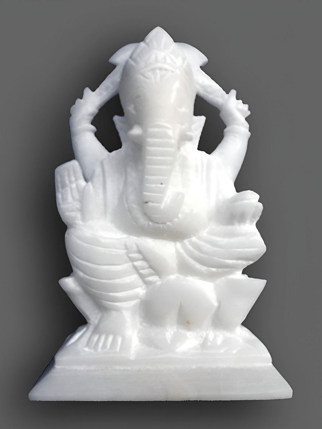 Navyaksh Ganapati White Marble Natural Prayer Room Small Showpiece - 4.3 Inches