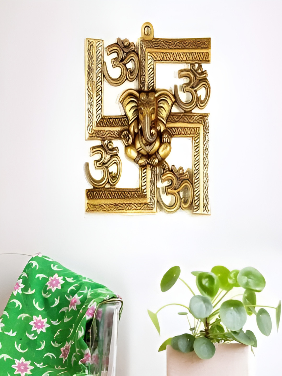 Navyaksh Gold Brass Metallic Prayer Room Small Showpiece - 4.3 Inches