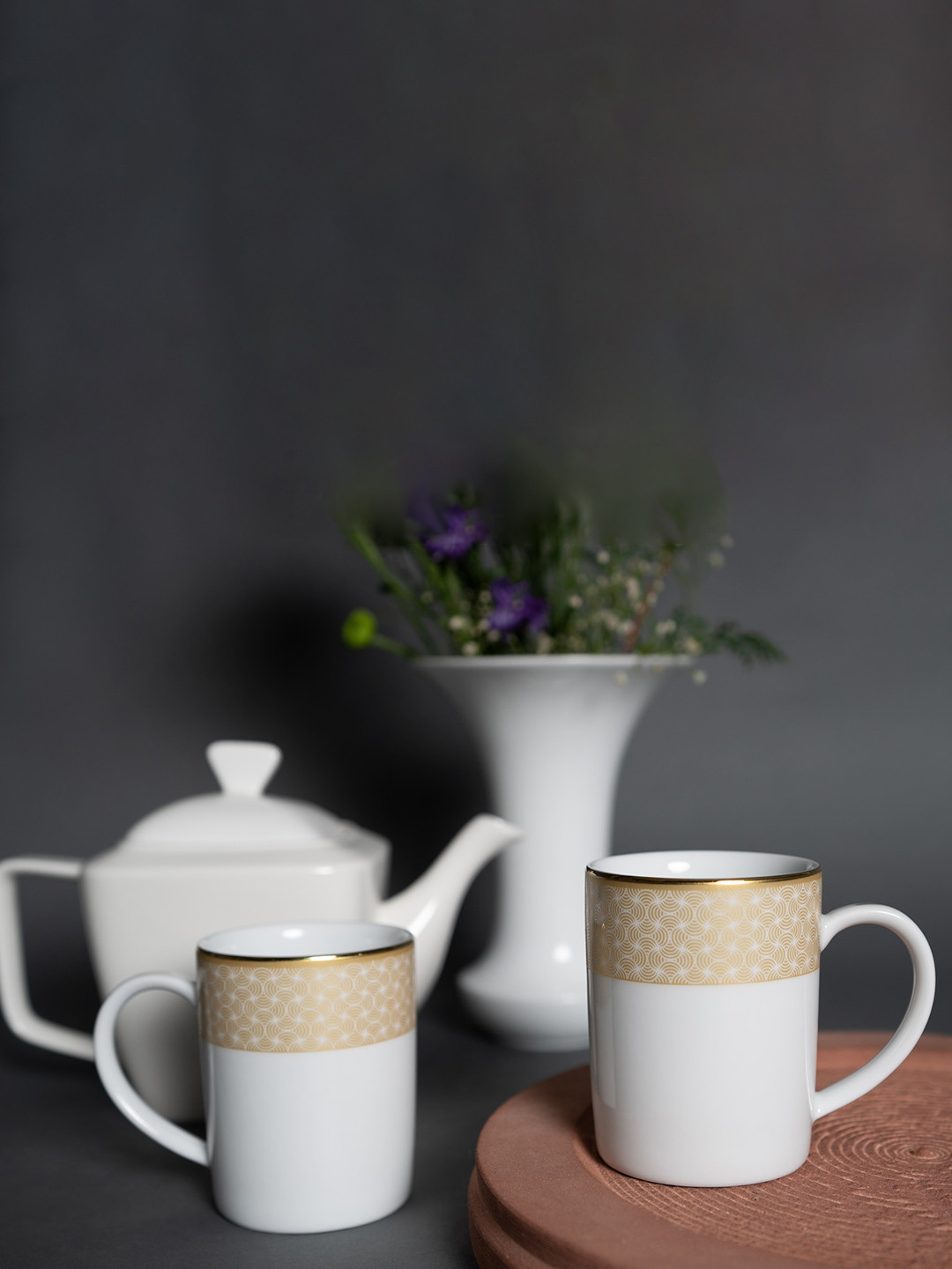 Dankotuwa White 24k Gold Crafted 2 Pieces Procealin Coffee Mugs-250ml Each