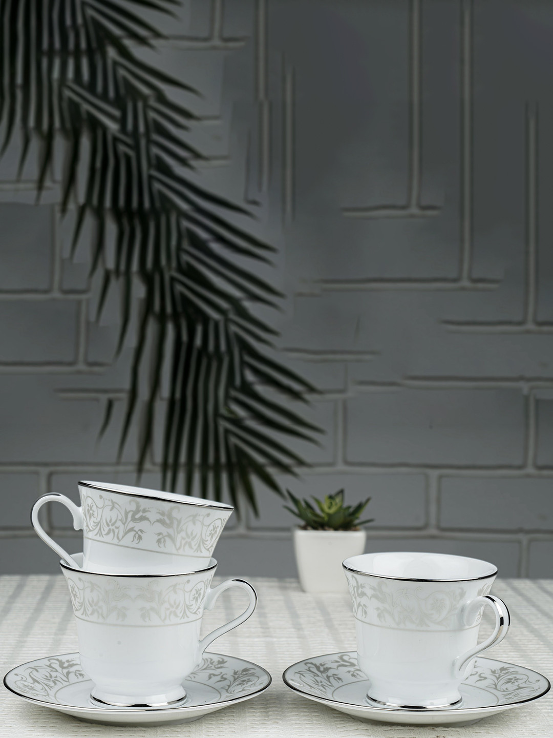 Dankotuwa Best Dadu Ever White Floral Porcelain Microwave Safe 12 Piece Cups-150ml