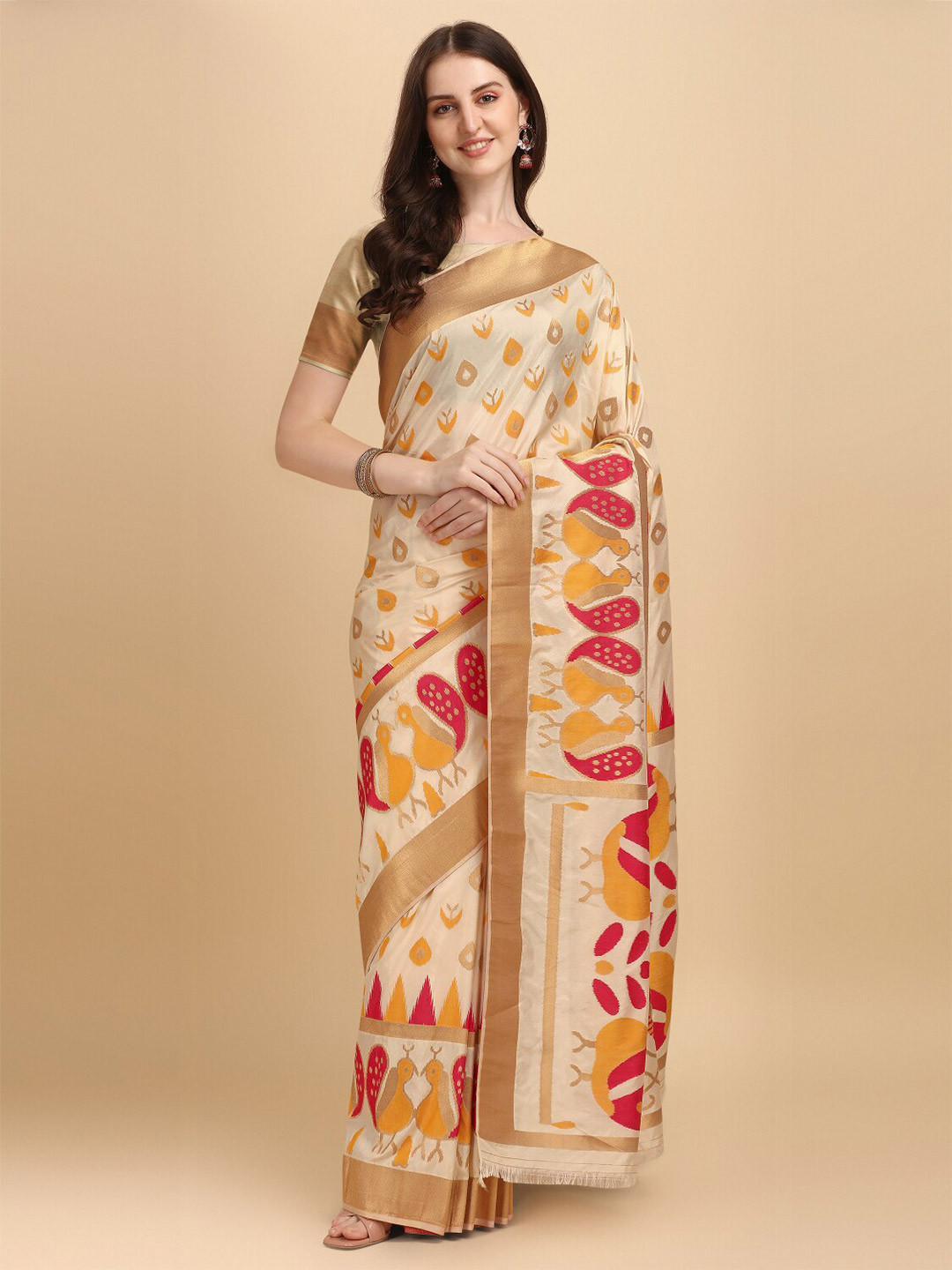NK Textiles Ethnic Motifs Tussar Saree