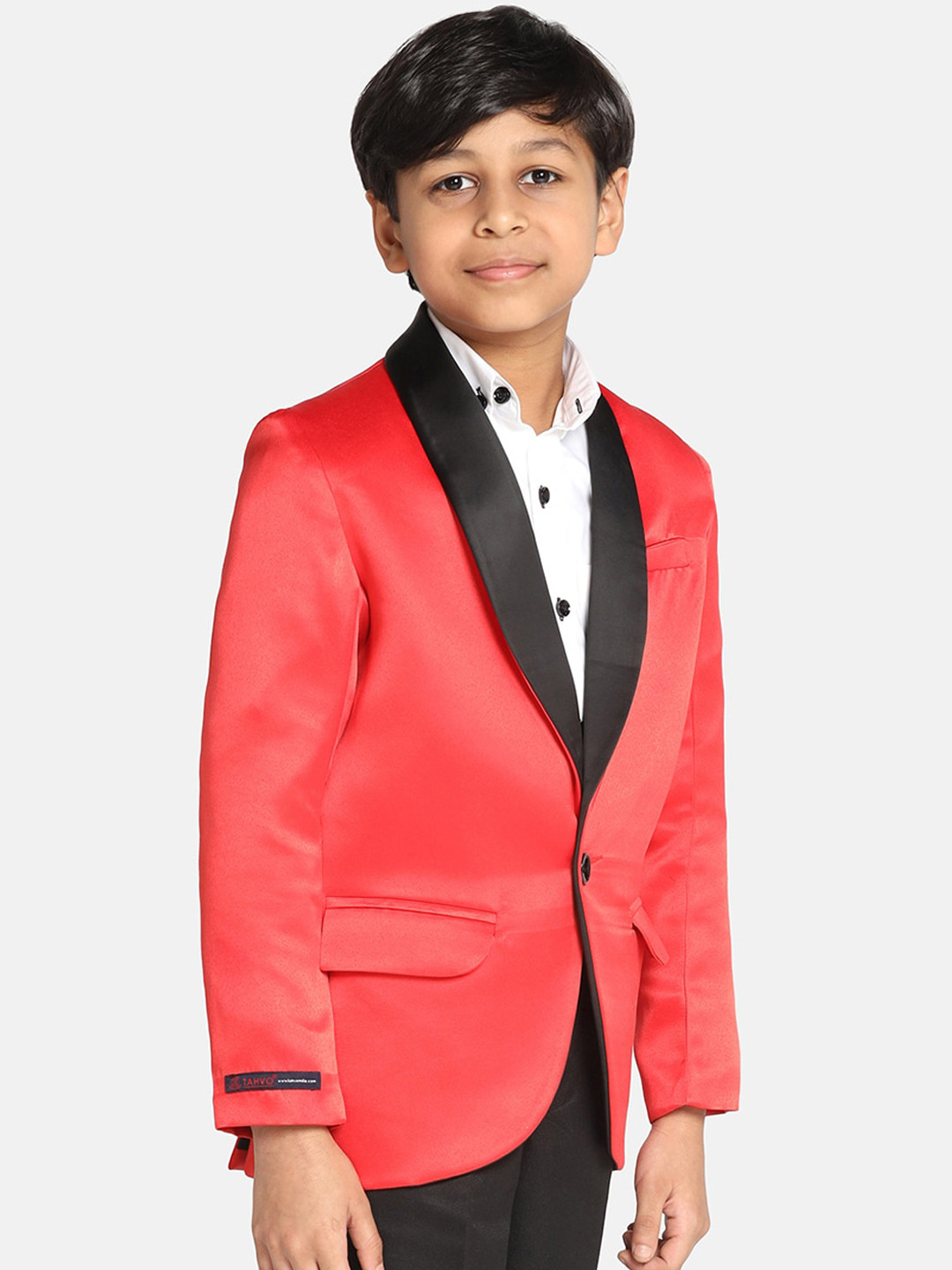 TAHVO Boys Slim Fit Single Breasted Tuxedo Satin Blazer