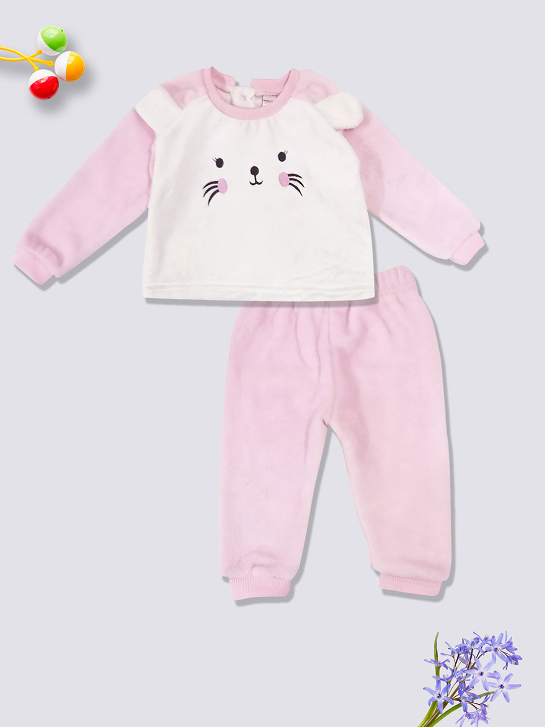 Moms Love Girls Pink Printed T-shirt With Trousers