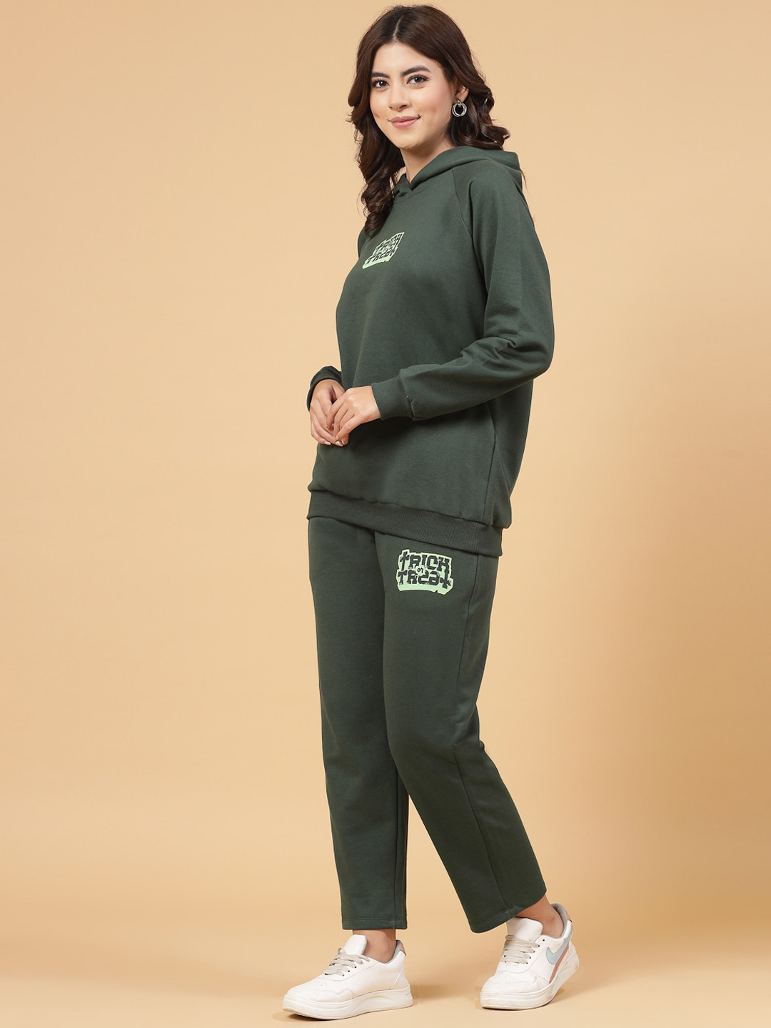 Rigo Printed Plus Size Terry Sweatshirt with Trousers co-ords Set