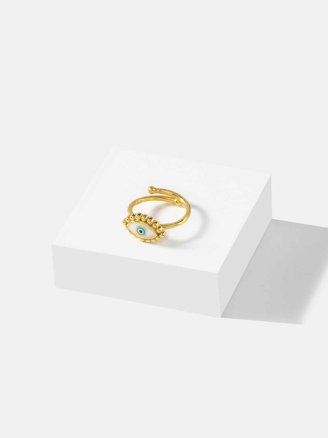 SHAYA 925 Silver Gold-Plated Evil Eye Adjustable Ring