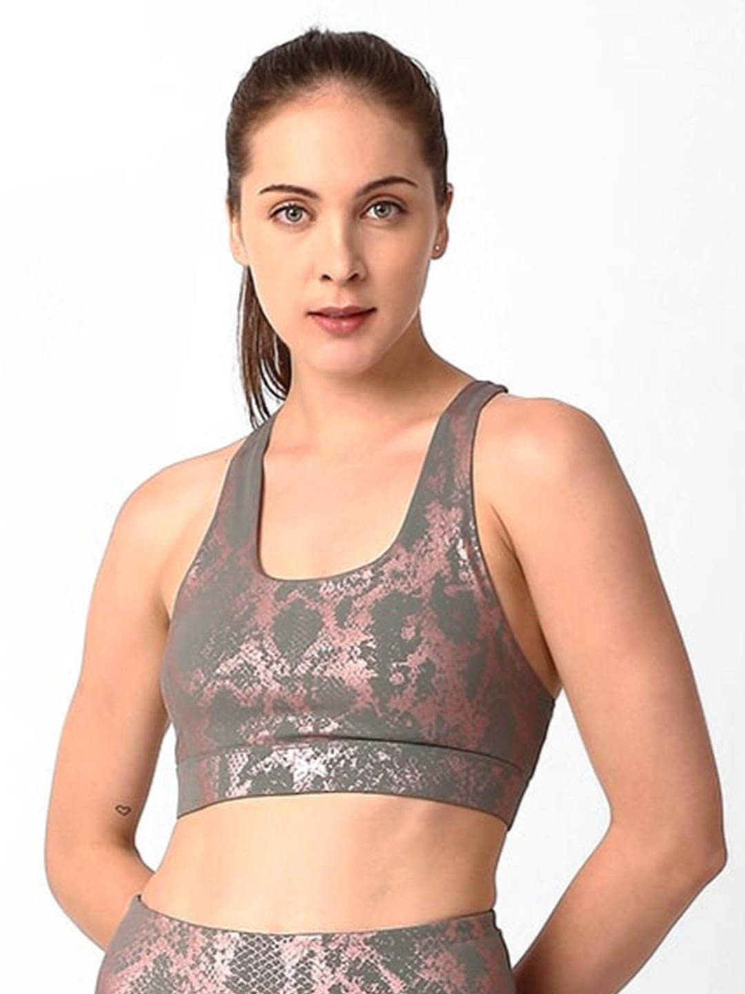BODD ACTIVE Printed Full Coverage Heavily Padded Yoga Workout Bra With All Day Comfort