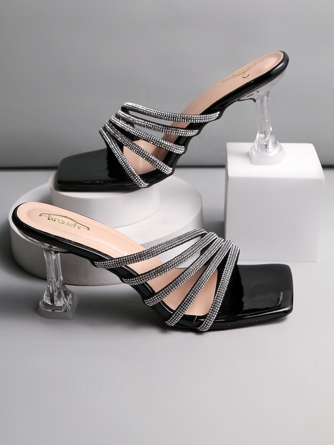 Brauch Embellished Square Toe Stiletto Heels