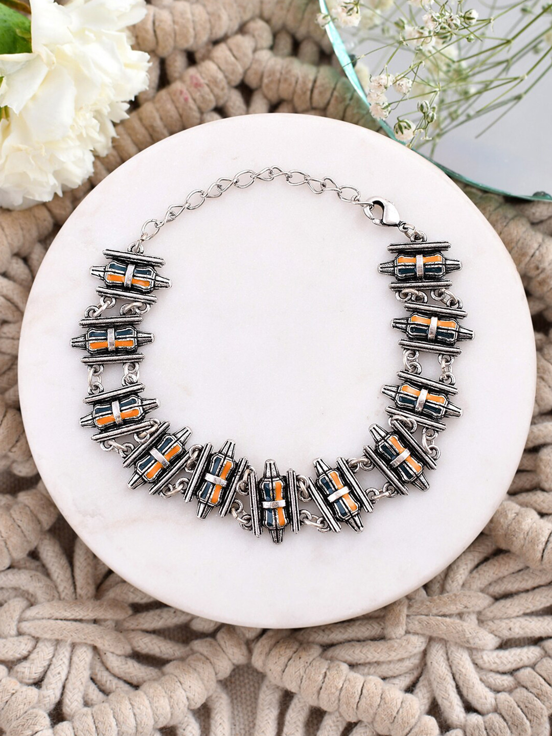 Voylla Zulu Ade Silver-Plated Link Bracelet