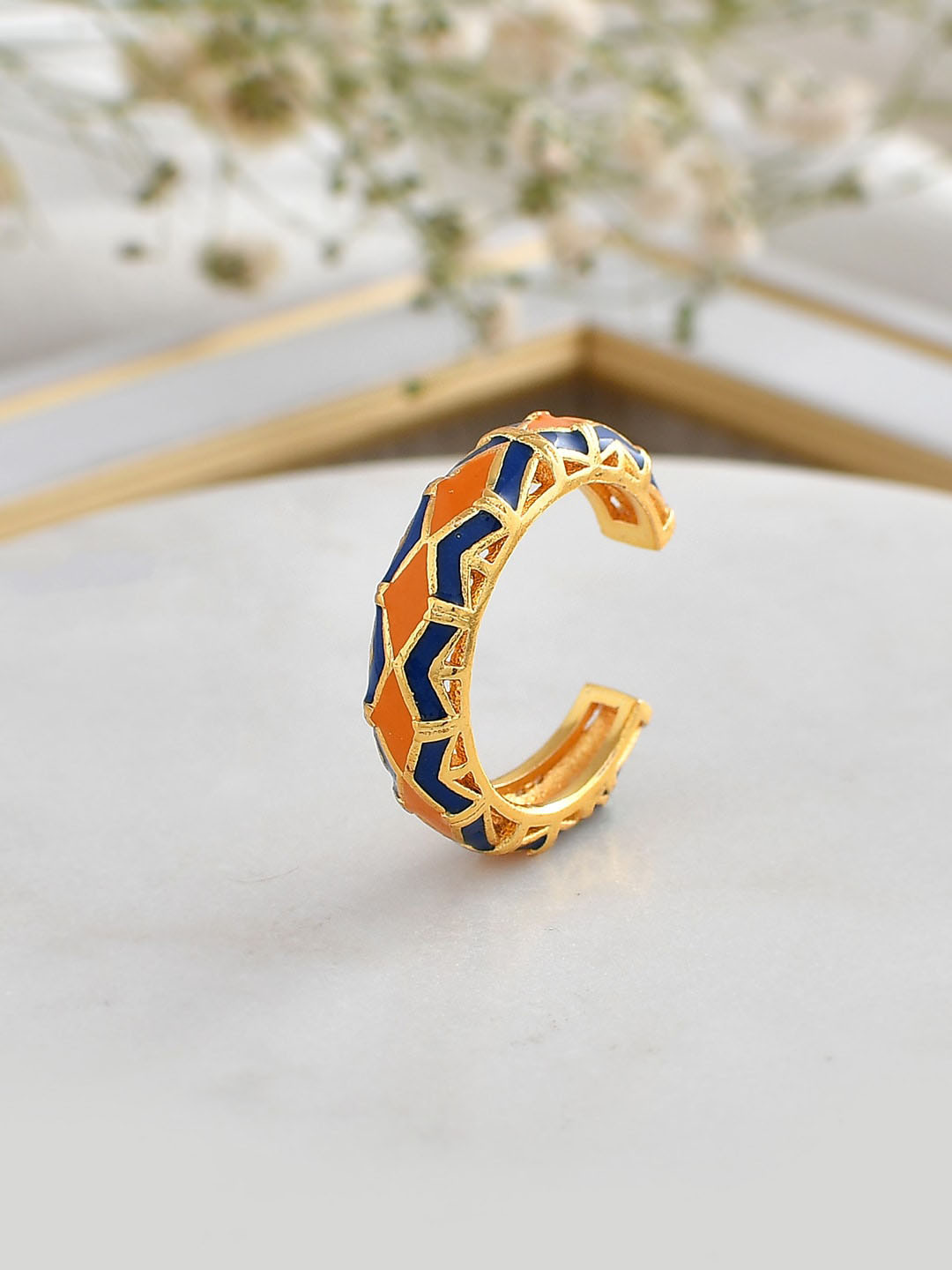 Voylla Zulu Chisomo Gold-Plated Enamelled Finger Ring
