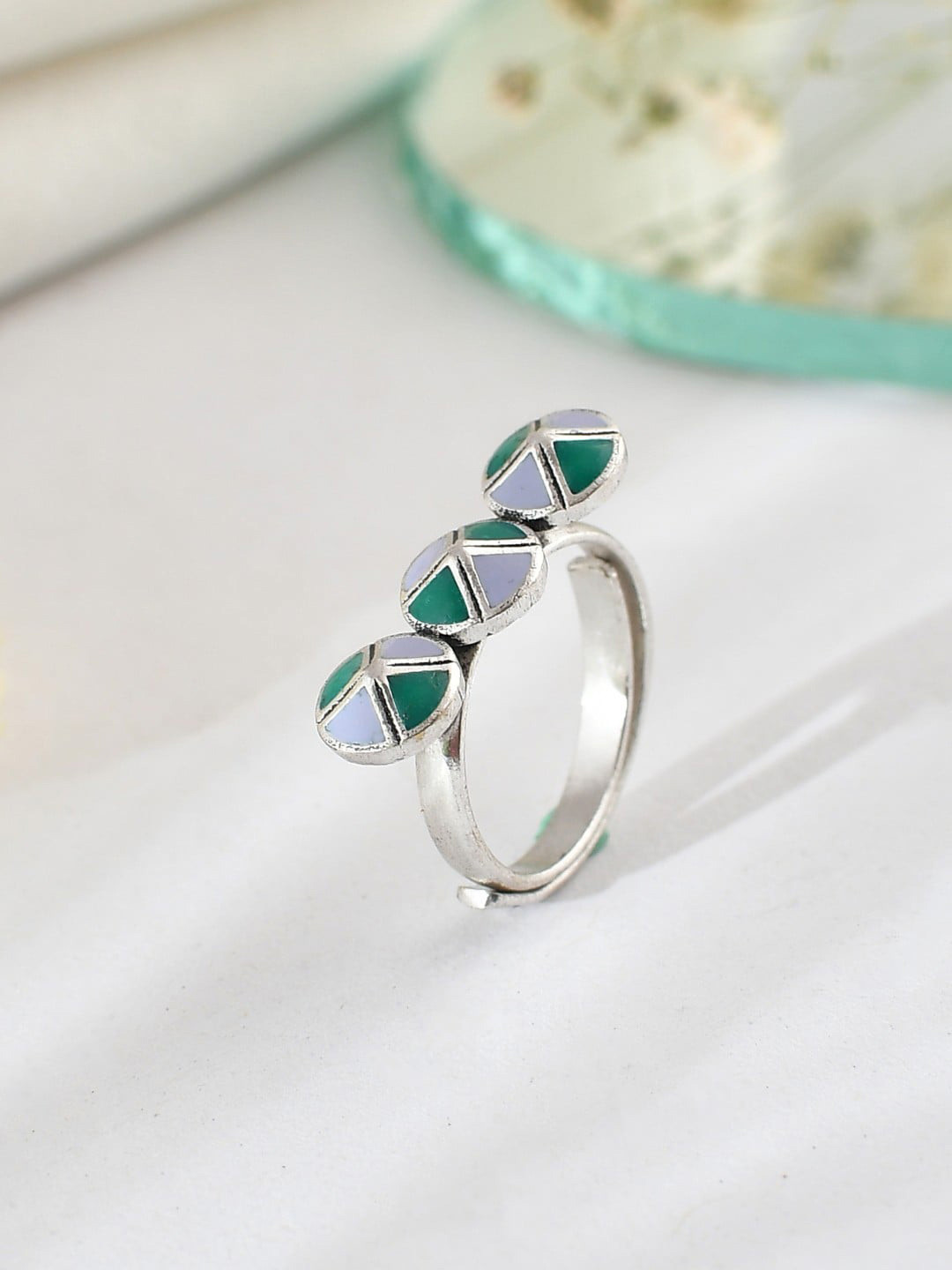 Voylla Zulu Adamma Silver-Plated Finger Ring