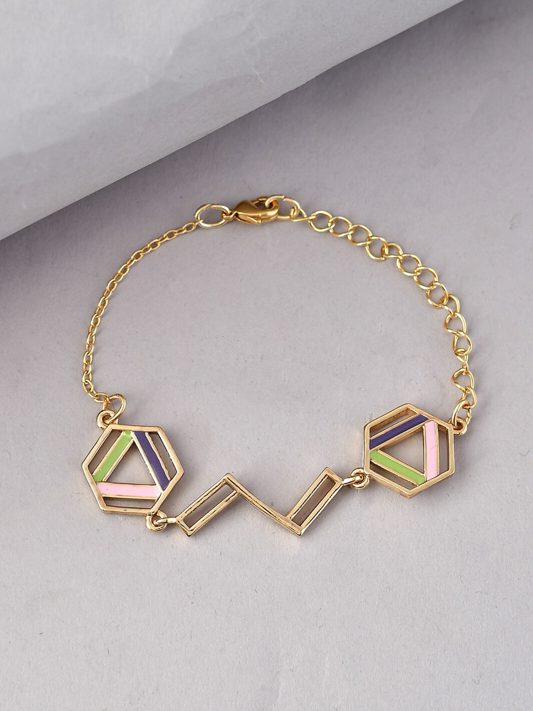Voylla Benzene Gold-Plated Enamelled Link Bracelet