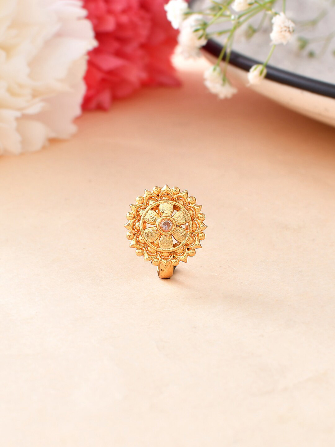 Voylla Gold-Plated Clip-On Blossom Nosepin