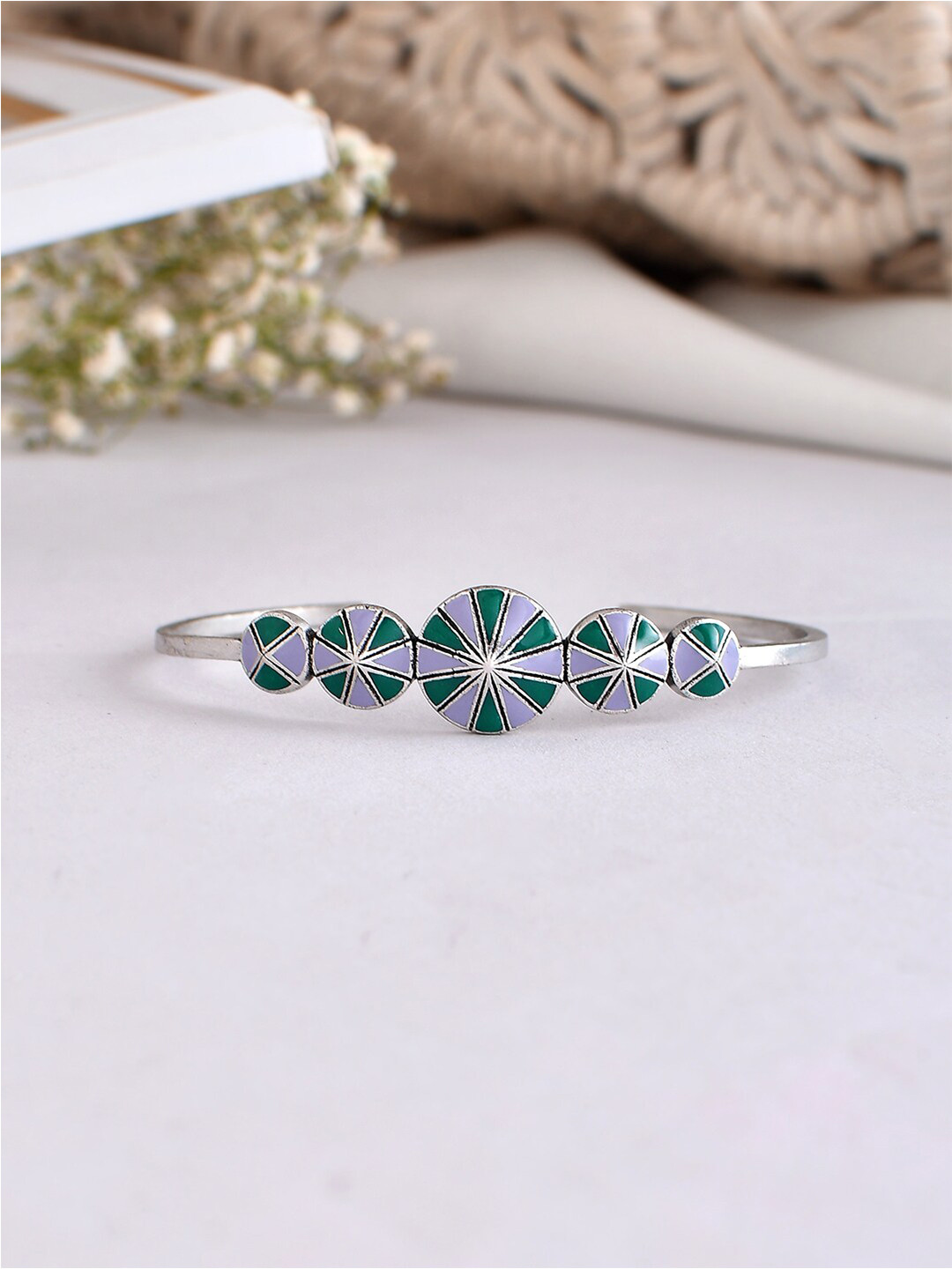 Voylla Zulu Aiysha Silver-Plated Cuff Bracelet