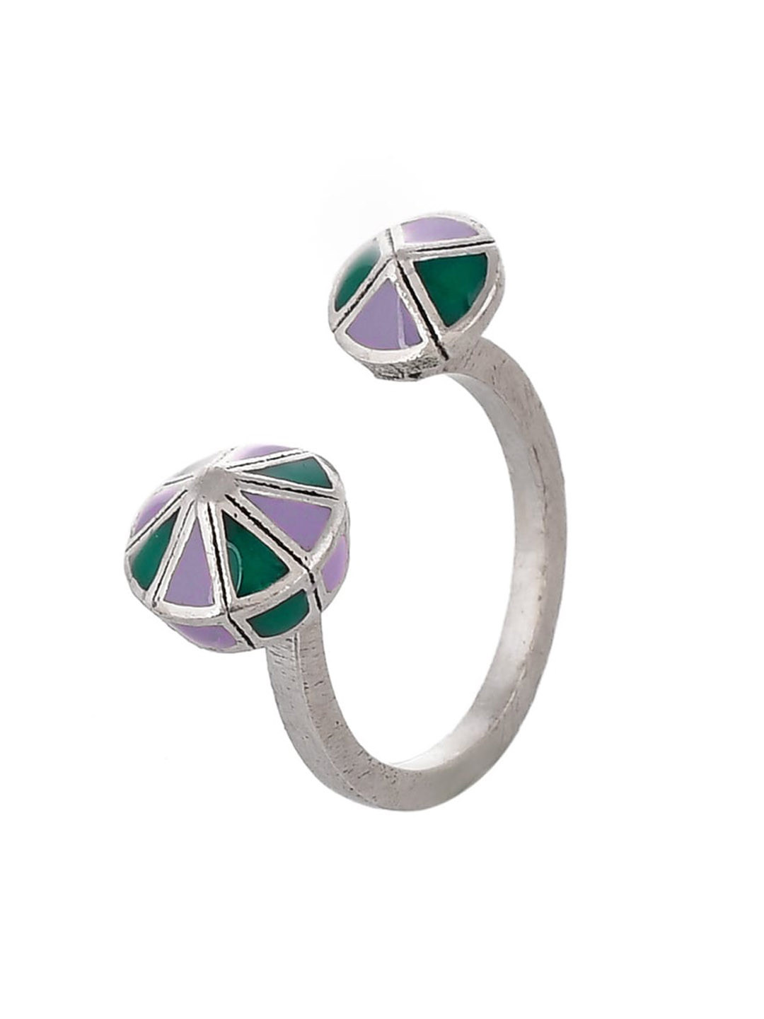 Voylla Zulu Mandla Rhodium-Plated CZ Studded Open Finger Ring