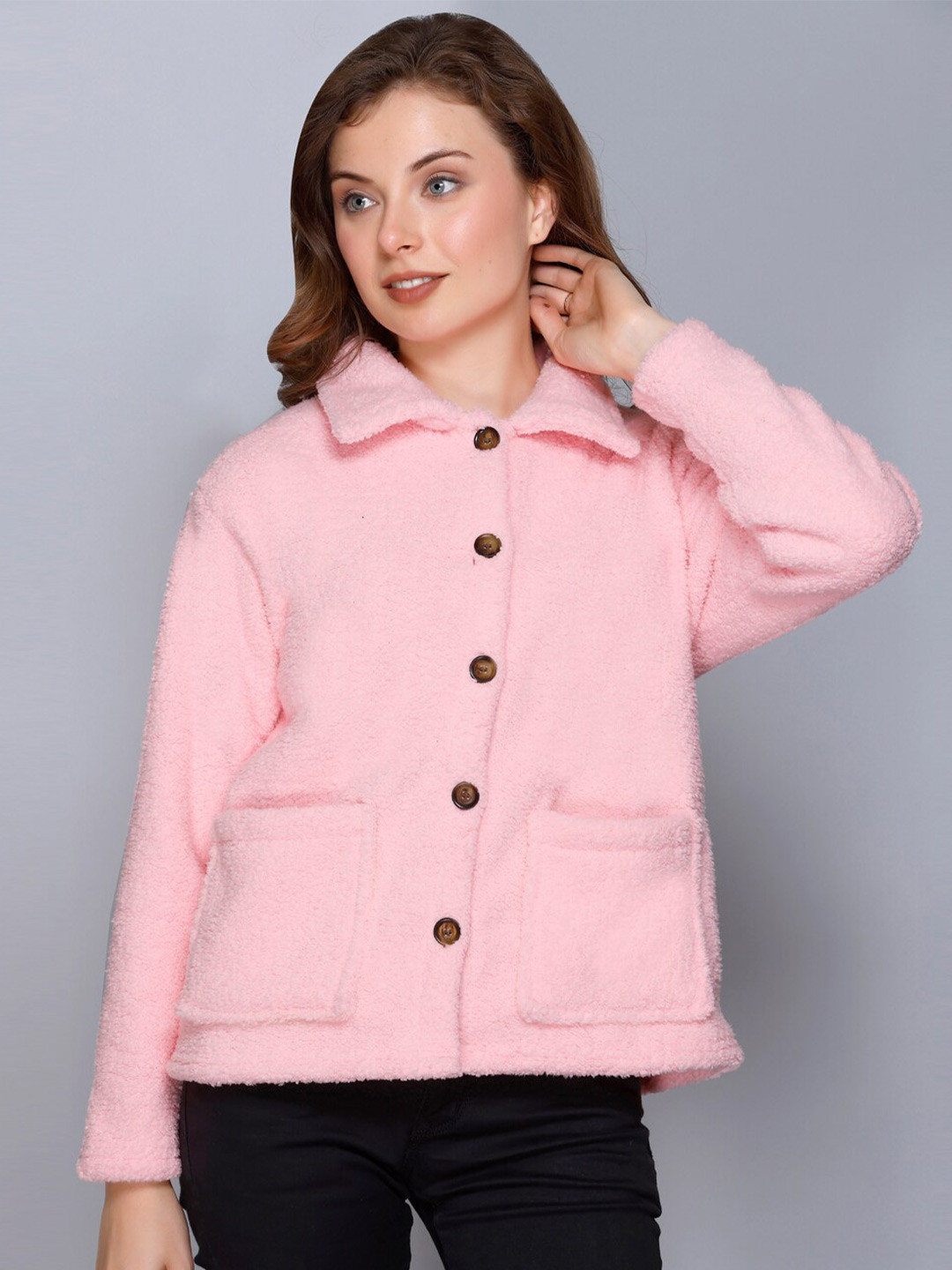 Kanvin Shirt Collar Long Sleeves Cardigan Sweater