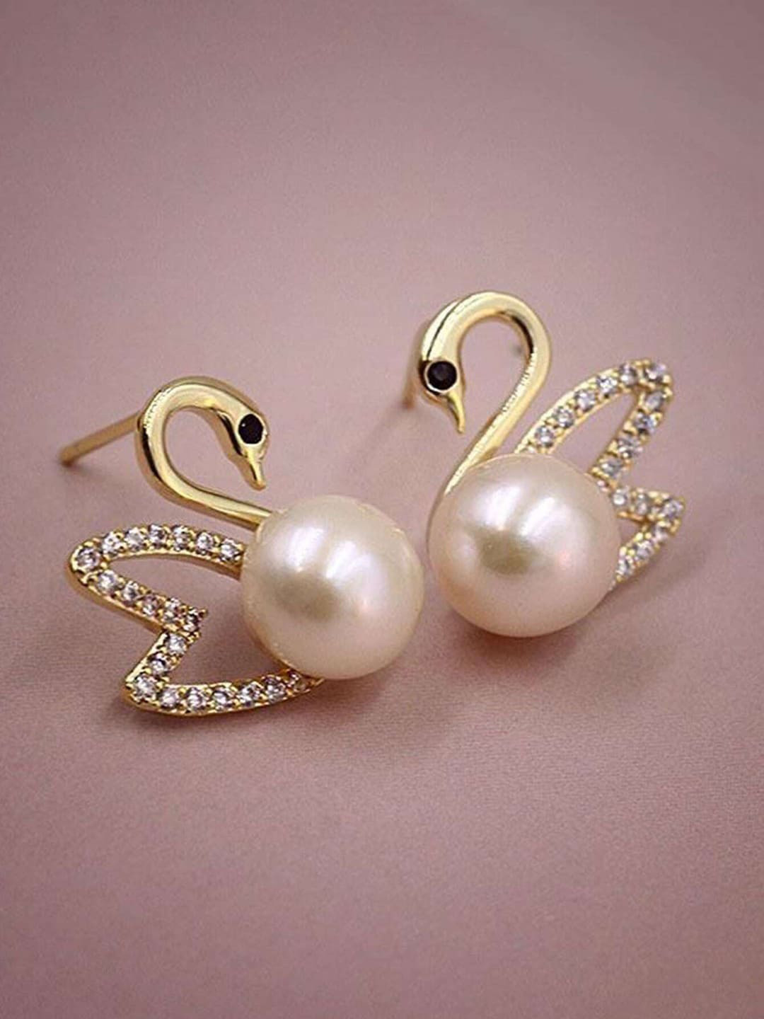 VAGHBHATT Gold-Plated Pearl Beaded Studs