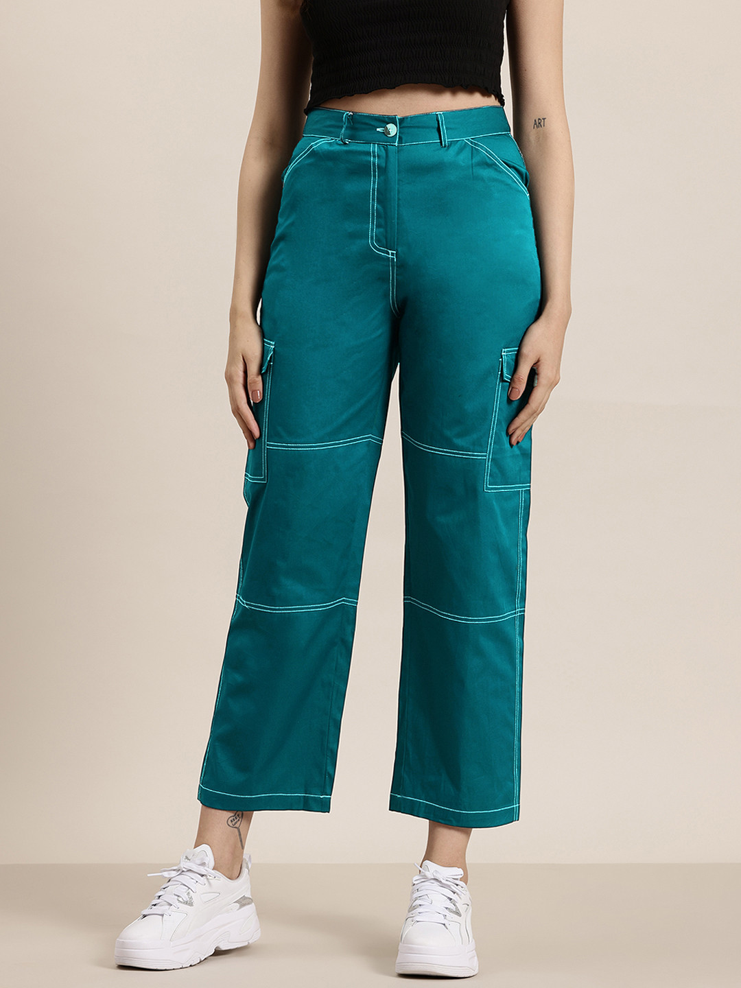 HERE&NOW Women Non Iron Cargos Trousers