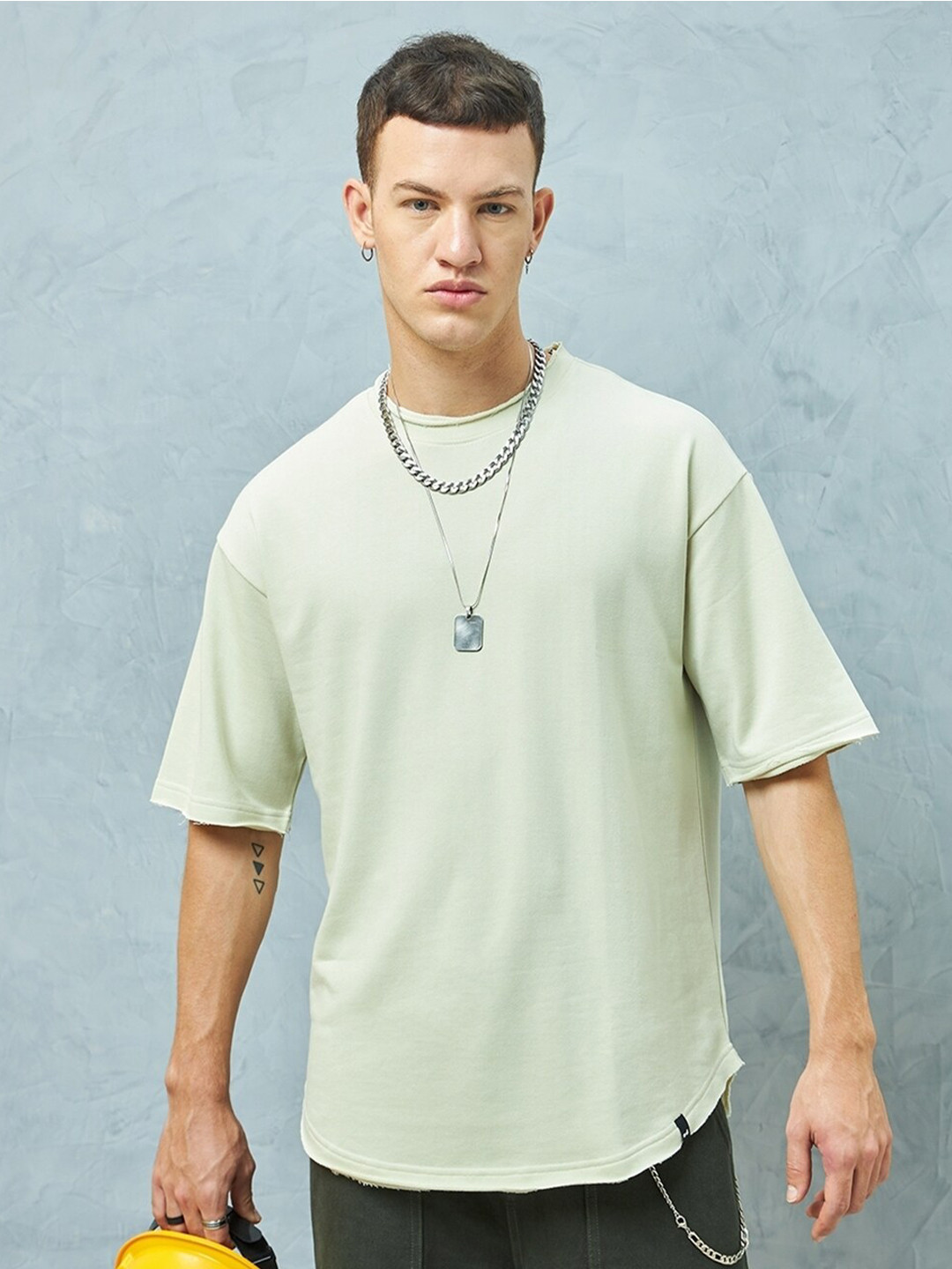 Bewakoof Heavy Duty 1.0 Men Beige Oversized T-shirt