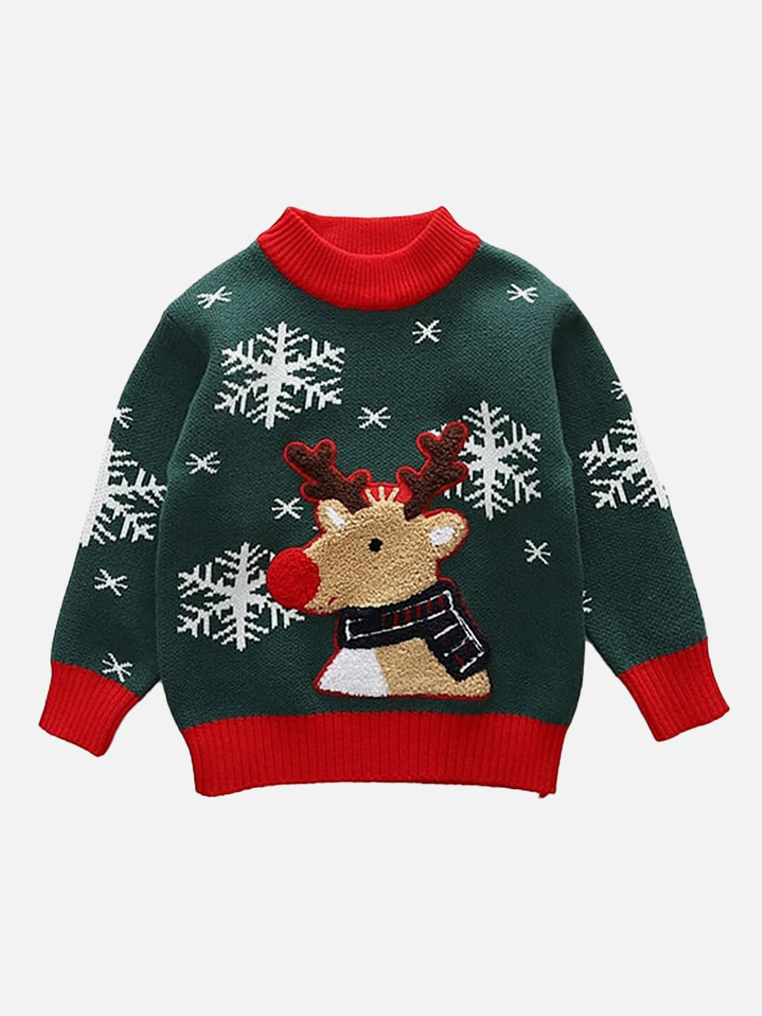 Little Surprise Box LLP Kids Reindeer Embroidered Christmas Pullover Sweater