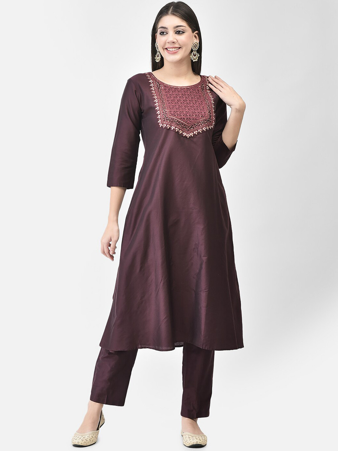 Span A-Line Kurta With Trousers