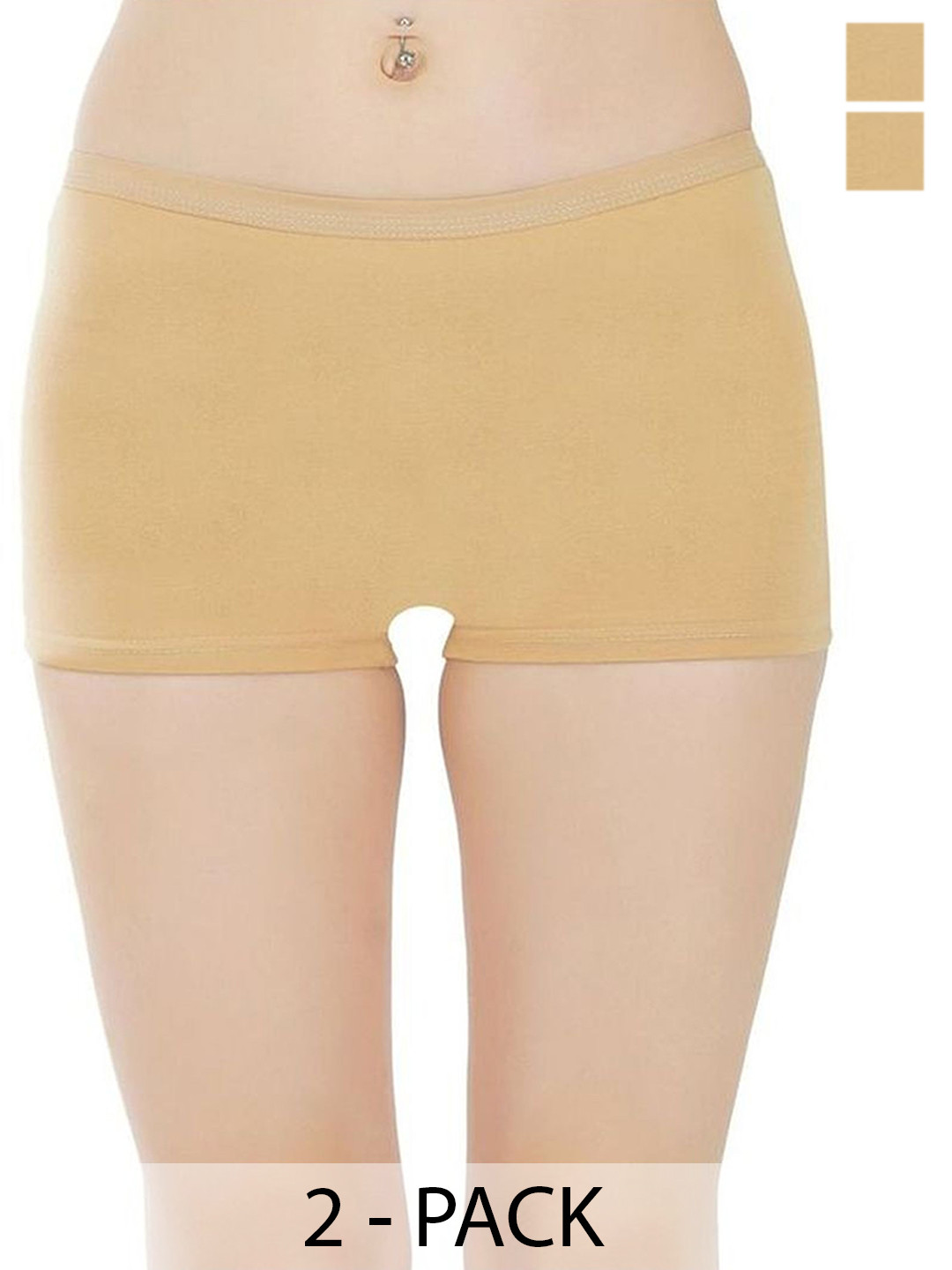 arLa APPAREL Women Pack Of 2 Seamless Pure-Cotton Boy Shorts